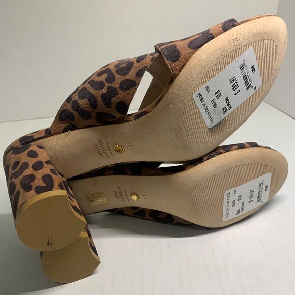 Stuart Weitzman Galene Cappuccino Cheetah Crisscross Heeled Sandal Size 10 - Picture 8 of 9